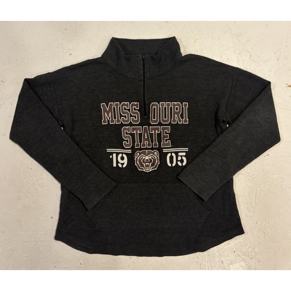 Missouri State University‎ Bears Quarter Zip Pullover Sweatshirt Womens M Gray